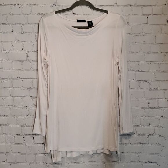 Adrienne Vittadini white modal long sleeve top - Picture 1 of 7